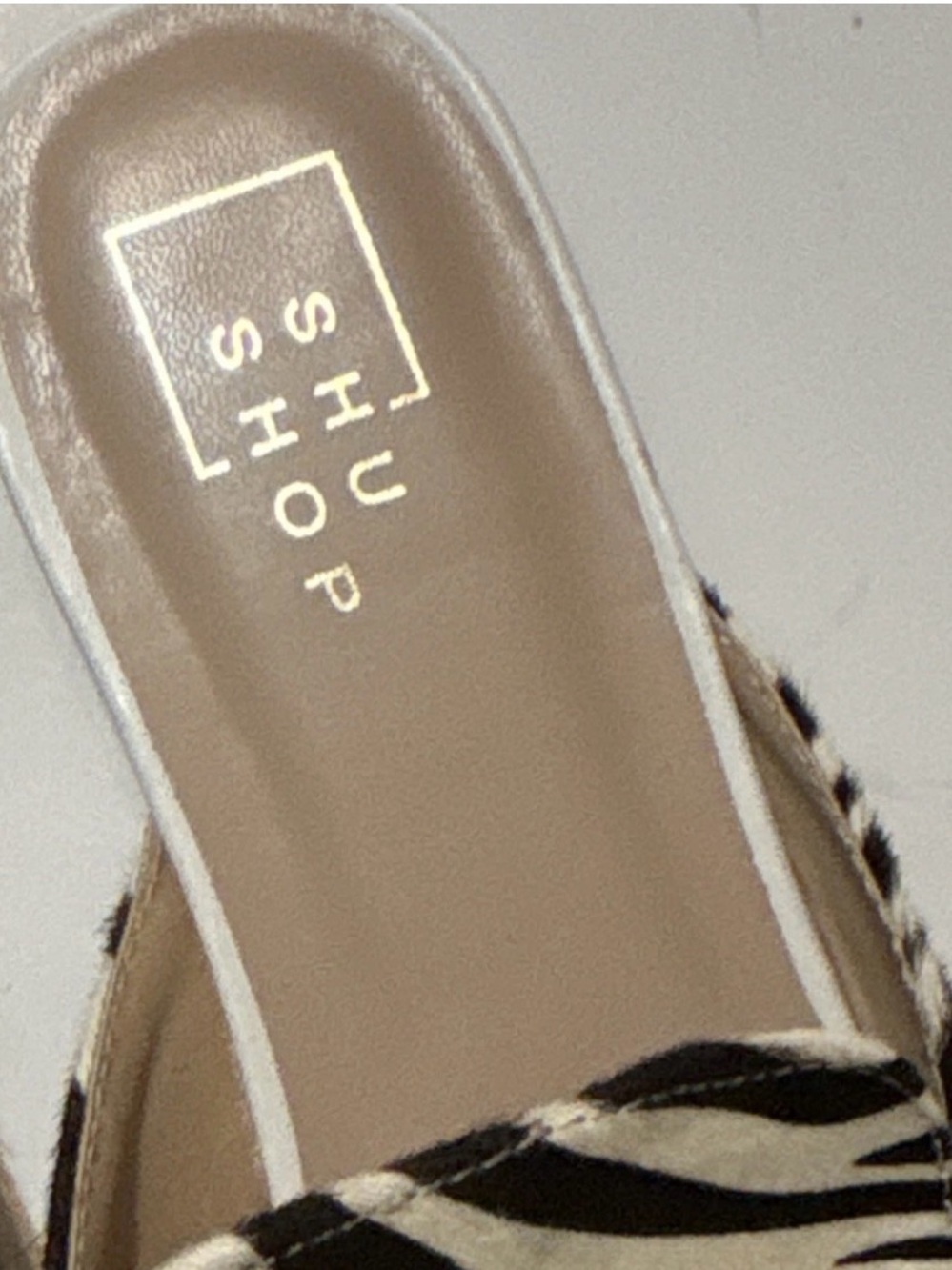 ShuShop Zebra Print Slip-On Mules with Gold Bit - Black & White - Picture 2 of 6